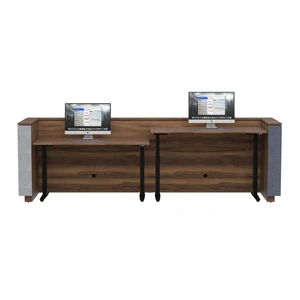 NARBUTAS Domino 126-inch U-Shaped Reception Unit w/Upholstered Panels, 2 Q-ACTIVE Sit-Stand Desks