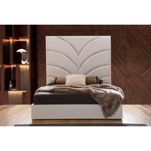 Galaxy Home Furnishings Laura Velvet/Wood Regular Bedroom Set, White/Gold