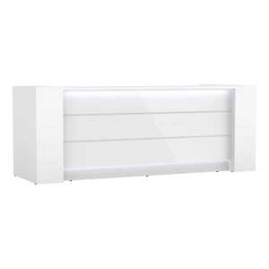 MDD Office Furniture WRS Valde 115-inch Straight Small Reception Desk with Storage End Units, White