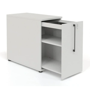 NARBUTAS Boxi Office Lockable Storage Tower w/2 Shelves & Pencil Tray