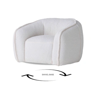 Mobital Duffy Fabric Lounge Chair w/Swivel Base, White