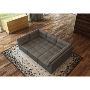 J&M Furniture Lego 6-Piece Leather Modular Living Room Set, Grey