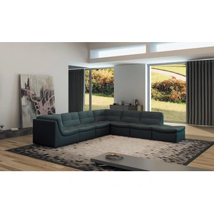 J&M Furniture Lego 7-Piece Leather Modular Living Room Set, Grey
