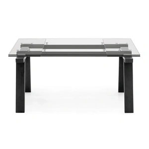 Calligaris Levante W55.1-inch-86.6-inch Rectangular Glass/Wood Dining Table, Transparent/Matt Black/Graphite