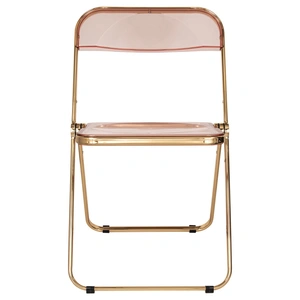 LeisureMod Lawrence Acrylic Folding Chair, Rose Pink/Gold