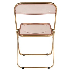 LeisureMod Lawrence Acrylic Folding Chair, Rose Pink/Gold