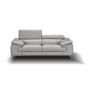 J&M Furniture Liam Premium Leather Living Room Set, Light Grey