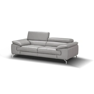 J&M Furniture Liam Premium Leather Sofa, Light Grey