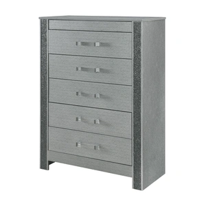 Global Furniture USA Logan 5-Drawer Chest in Silver