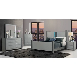 Global Furniture USA Logan 5-Drawer Chest in Silver
