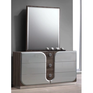 Chintaly Imports London 6-Drawer Dresser, Zebra Wood Grain/Gloss Gray