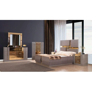 Galaxy Home Furnishings Lorenzo Fabric/Wood Regular Bedroom Set, River Sand