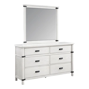 Galaxy Home Furnishings Loretta Rectangular Wood Veneer Mirror, Antique White