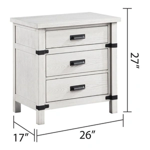 Galaxy Home Furnishings Loretta 3-Drawer Wood Veneer Nightstand, Antique White