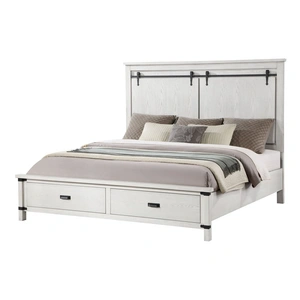 Galaxy Home Furnishings Loretta Wood Veneer Bed with Storage Drawers, Antique White