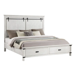 Galaxy Home Furnishings Loretta Wood Veneer Bed with Storage Drawers, Antique White
