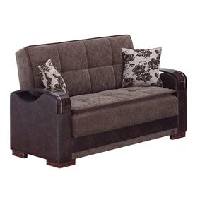 Empire Furniture, USA Hartford Fabric/Vinyl Storage Loveseat, Brown