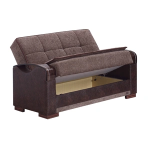 Empire Furniture, USA Hartford Fabric/Vinyl Storage Loveseat, Brown