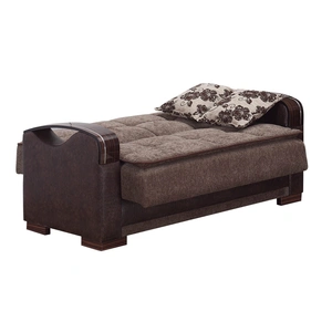 Empire Furniture, USA Hartford Fabric/Vinyl Storage Loveseat, Brown