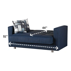 Empire Furniture, USA Miami Fabric Storage Sleeper Loveseat, Blue