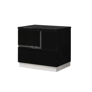 J&M Furniture Lucca Modern Lacquer Right Nightstand, Black Lacquer