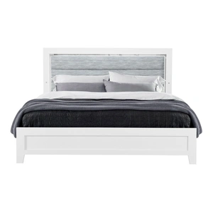 Global Furniture USA Luccia Wood Panel Bed w/LED Light, White