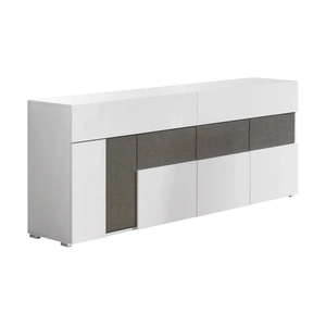 J&M Furniture Luxuria Wood Veneer Buffet, White High Gloss 