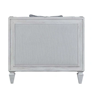 ACME Katia Linen Fabric/Wood Tufted Chair w/Pillows in Light Gray
