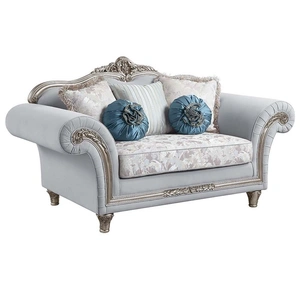 ACME Pelumi Linen Fabric/Wood Loveseat w/Pillows in Light Gray