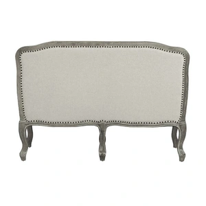 ACME Tania Linen Fabric/Wood Loveseat w/Pillows, Cream/Brown