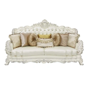 ACME Adara PU/Wood Tufted Sofa w/Pillows, White