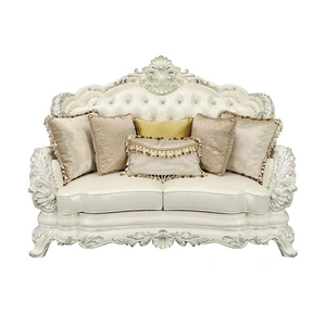 ACME Adara PU/Wood Tufted Loveseat w/Pillows, White