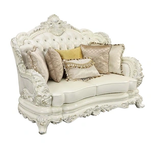 ACME Adara PU/Wood Tufted Living Room Set, White
