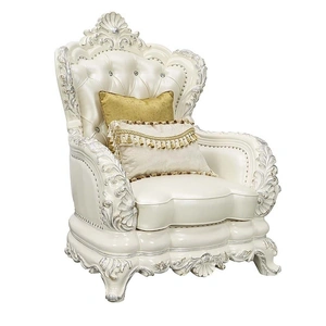ACME Adara PU/Wood Tufted Chair w/Pillows, White
