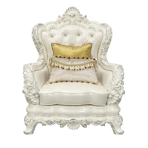 ACME Adara PU/Wood Tufted Chair w/Pillows, White