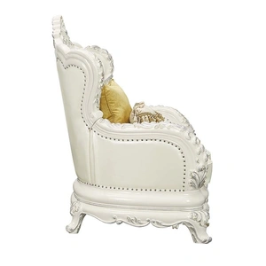 ACME Adara PU/Wood Tufted Chair w/Pillows, White