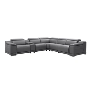 Beverly Hills Furniture Hartley Full Leather L-Shape Sectional Sofa with 3 Power Recliners