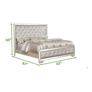 Galaxy Home Furnishings Madison Bed with Leatherette Upholstered Footboard & Headboard, Beige