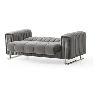 Empire Furniture, USA Madison Chenille Convertible Storage Loveseat, Grey