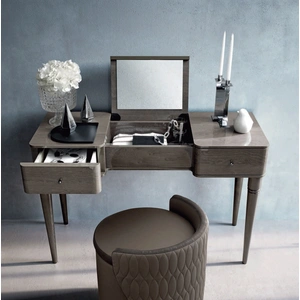 Camelgroup, Italy Maia Vainty Dresser w/2 Drawers & Storage Shelf, Grey