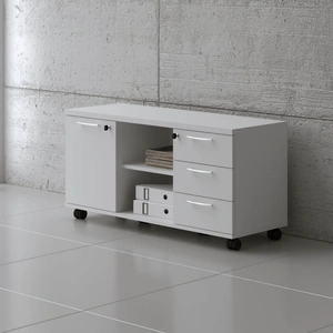MDD Office Furniture Standard Office Managerial Cabinet w/Door, 2 Open Shelves & 3 Drawers