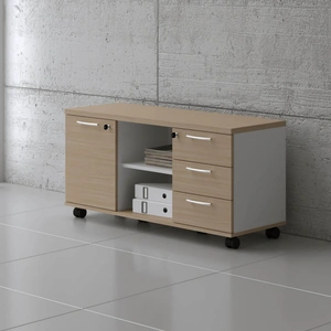 MDD Office Furniture Standard Office Managerial Cabinet w/Door, 2 Open Shelves & 3 Drawers