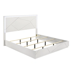 Galaxy Home Furnishings Manhattan Wood Platform Bed w/LED Light, White