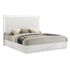 Galaxy Home Furnishings Manhattan Wood Platform Bed w/LED Light, White