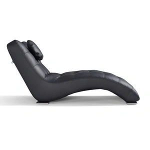Diven Living Manhattan Leather Chaise Lounge, Spessorato Black