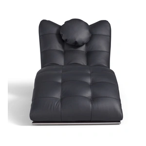 Diven Living Manhattan Leather Chaise Lounge, Spessorato Black