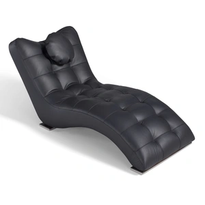 Diven Living Manhattan Leather Chaise Lounge, Spessorato Black