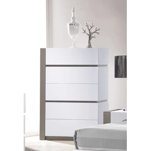 Chintaly Imports Manila Bedroom Set, Gloss White/Grey
