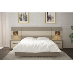 Nordholtz Martina Bed w/LED Light, Ash Grey/Beige