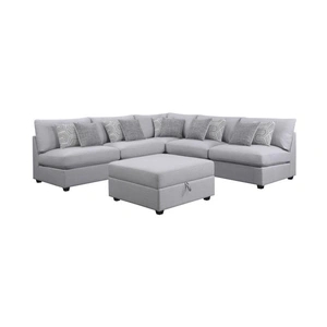 Coaster Cambria Fabric Modular Sectional Sofa w/Chaise, Grey